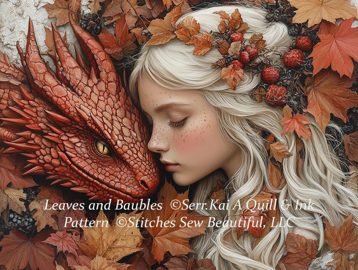 Leaves and Baubles cross stitch pattern by Serr.Kai A Quill & Ink