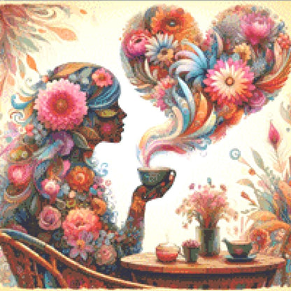 Botanical Reverie Surreal Portrait Tea Ceremony (Small) cross stitch pattern by World of Love Hearts