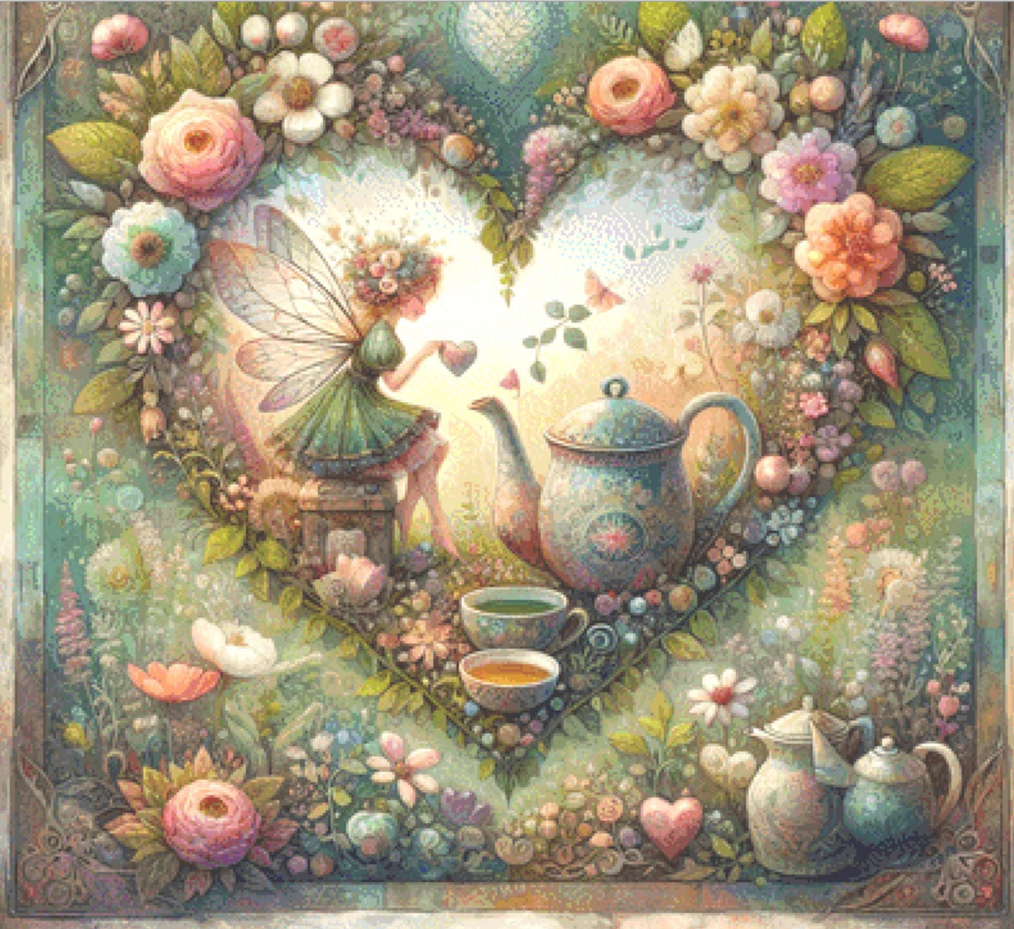 Whimsical Fairy counted cross stitch pattern by World of Love Hearts/Adrian G. Eyre