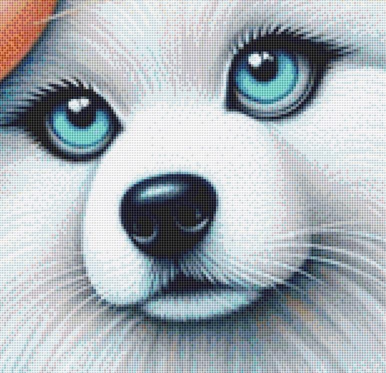 Blue Eyes counted cross stithc pattern by Ingrid Jean