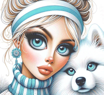 Blue Eyes counted cross stithc pattern by Ingrid Jean