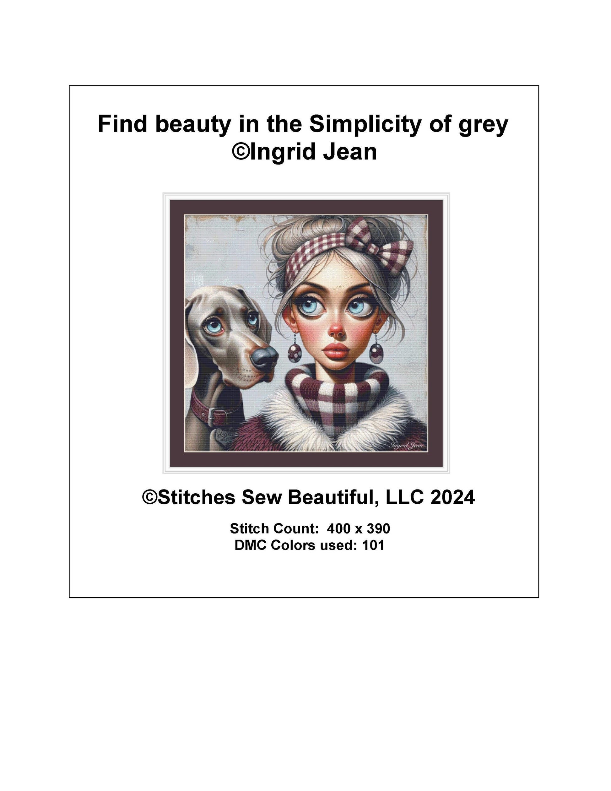 Find beauty in the Simplicity of grey counted cross stitch pattern by Ingrid Jean AI Art