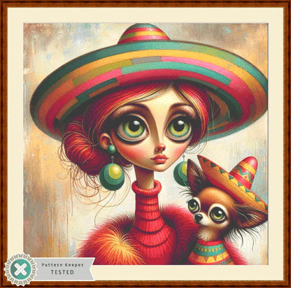 A Mexican Pocket Rocket counted cross stitch pattern by Ingrid Jean