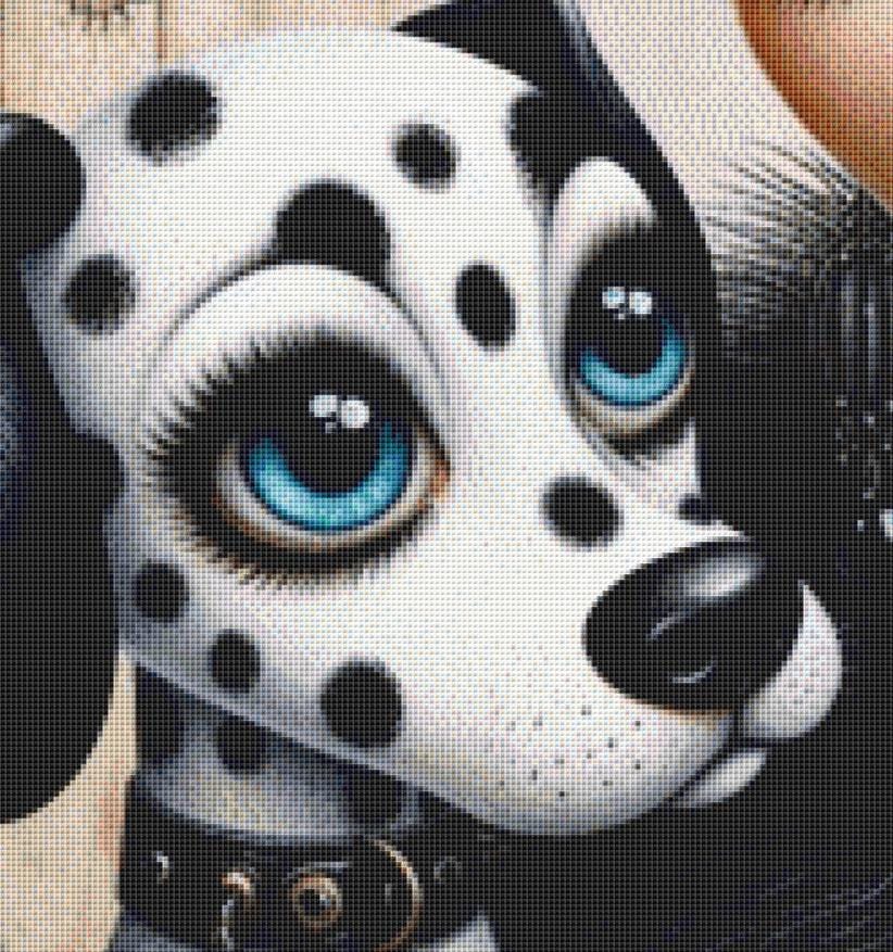 Black and White and loved all over counted cross stitch pattern by Ingrid Jean AI Art