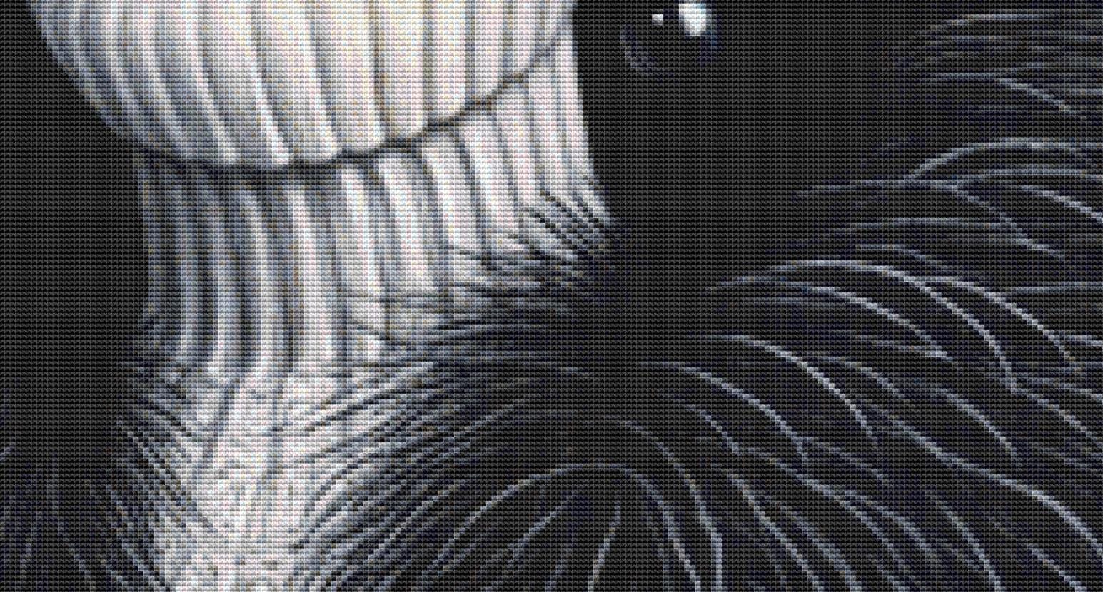 Black and White and loved all over counted cross stitch pattern by Ingrid Jean AI Art