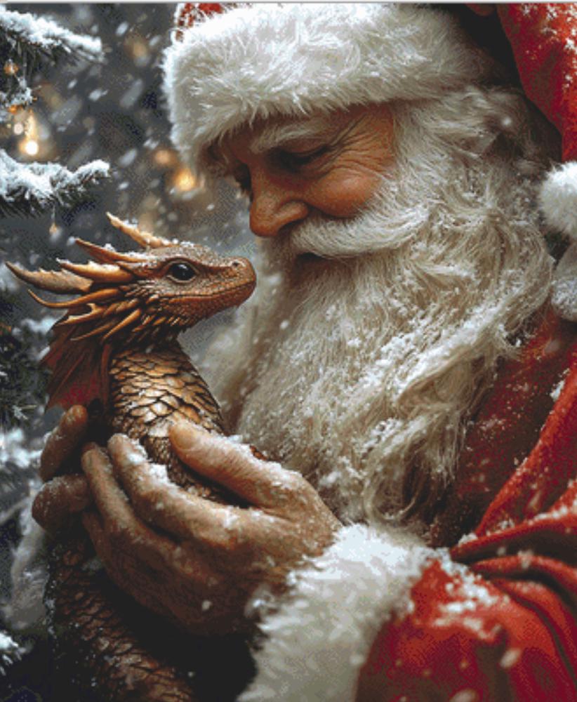 Santa's Gift full coverage cross stitch pattern by Serr.Kai A Quill & Ink
