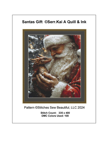 Santa's Gift full coverage cross stitch pattern by Serr.Kai A Quill & Ink
