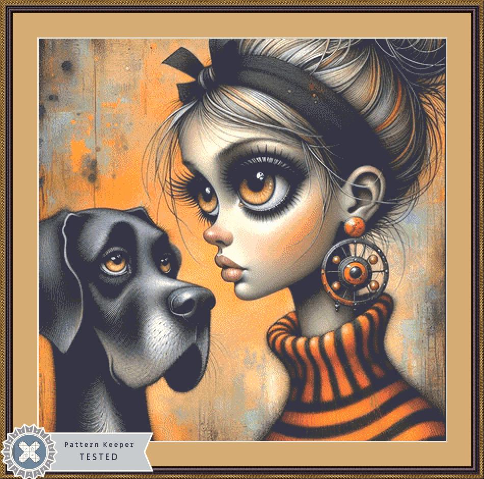 That Look! counted cross stitch pattern by Ingrid Jean AI Art