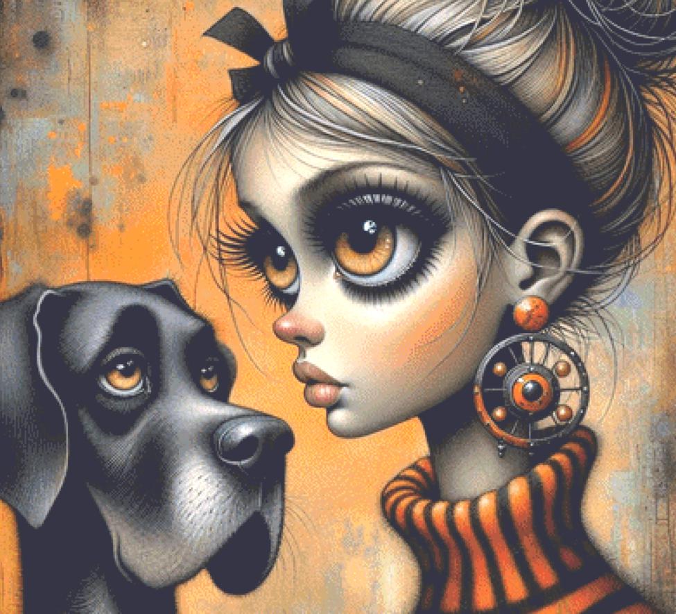 That Look! counted cross stitch pattern by Ingrid Jean AI Art