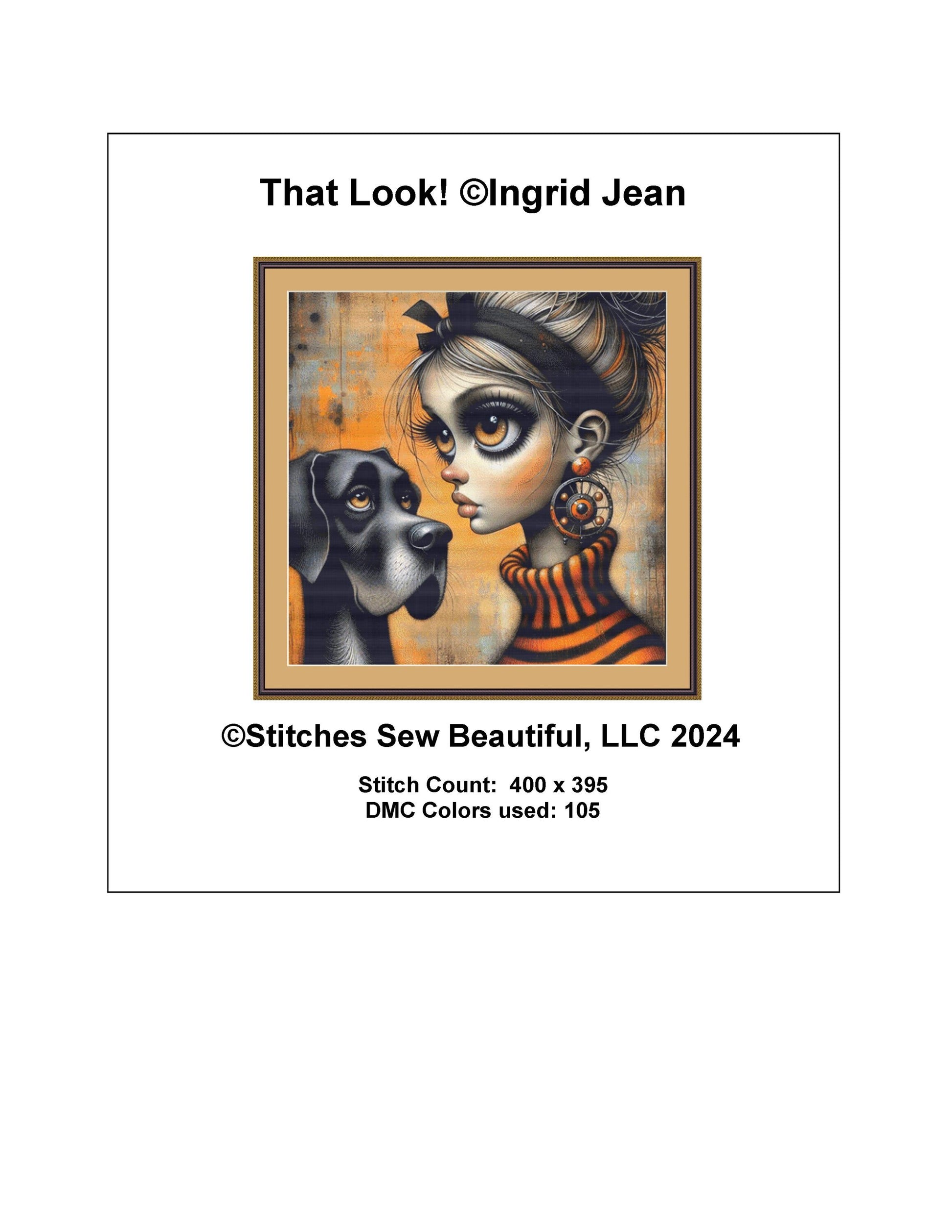 That Look! counted cross stitch pattern by Ingrid Jean AI Art
