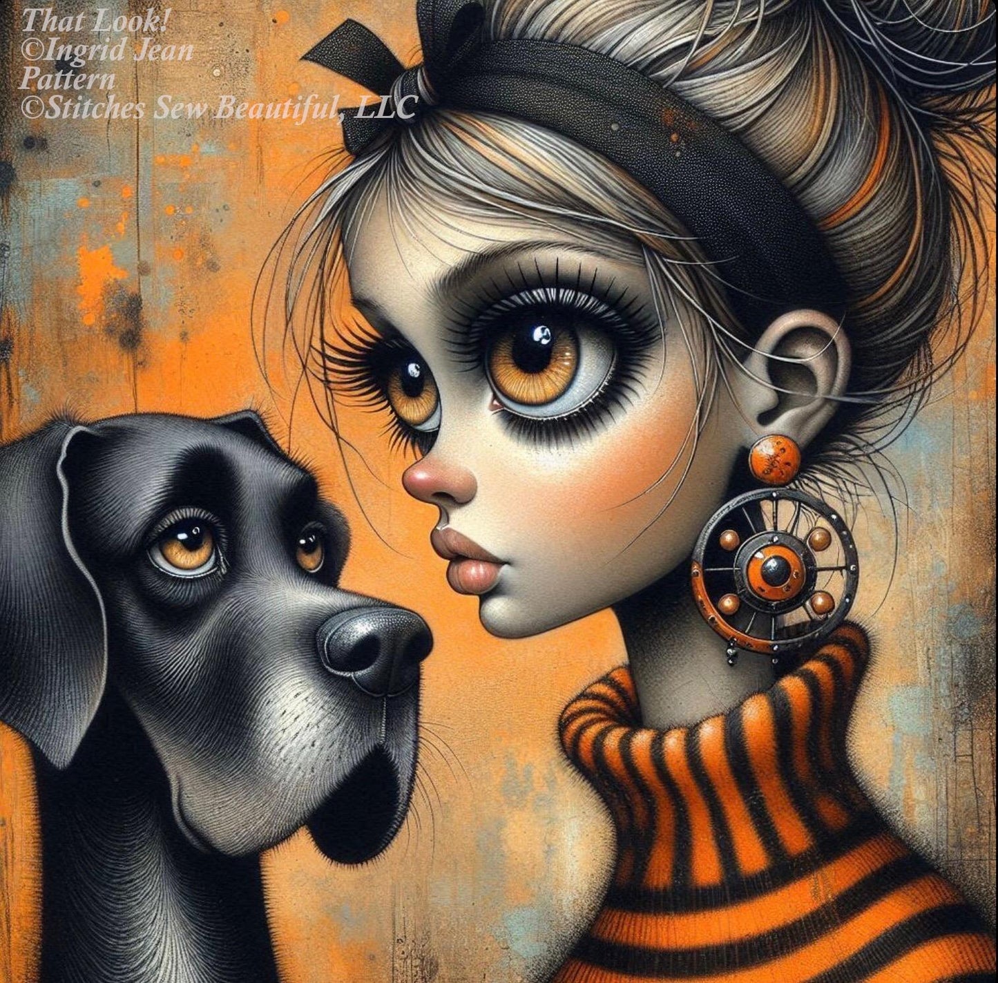 That Look! counted cross stitch pattern by Ingrid Jean AI Art