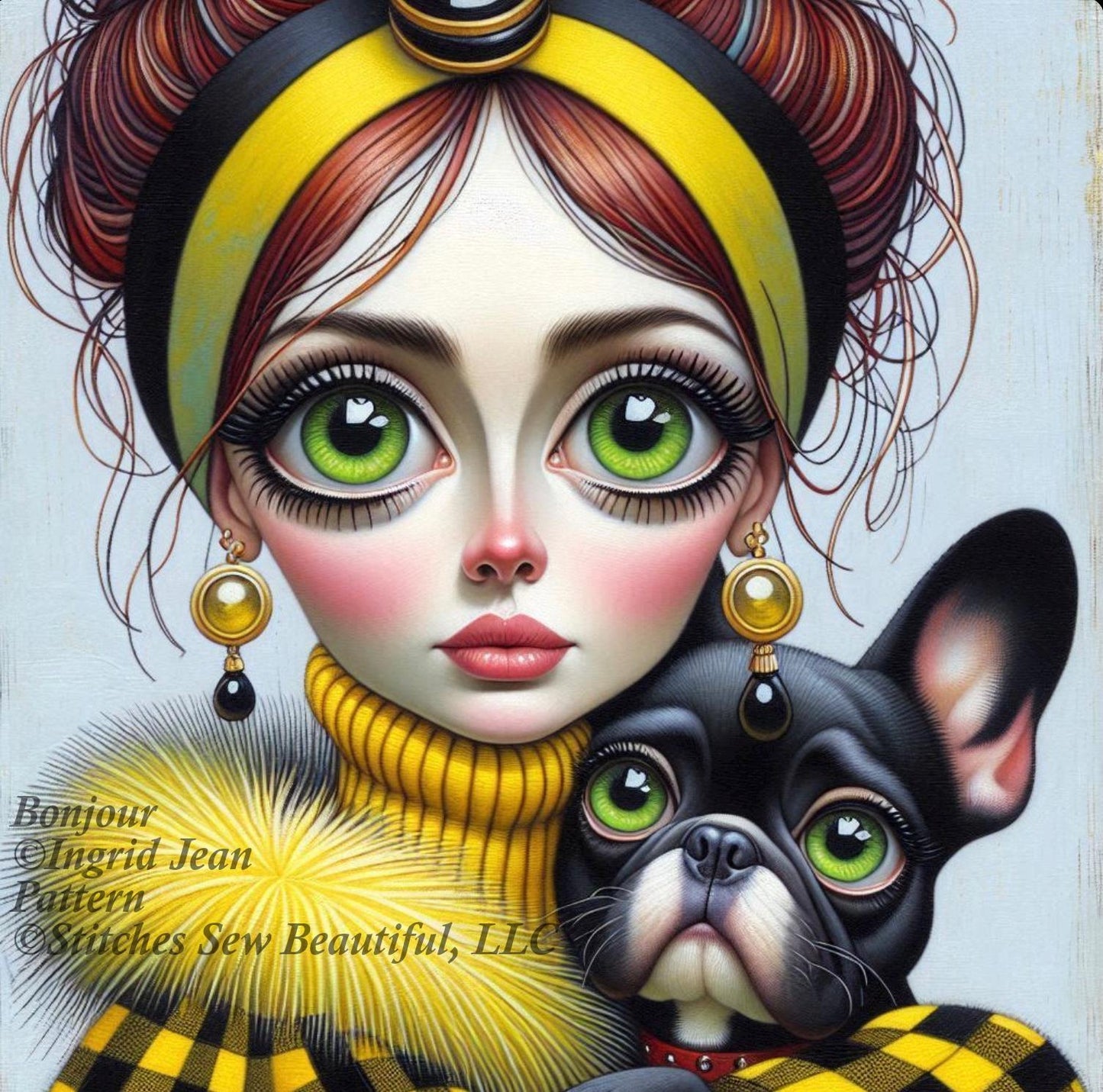 Bonjour counted cross stitch pattern by Ingrid Jean