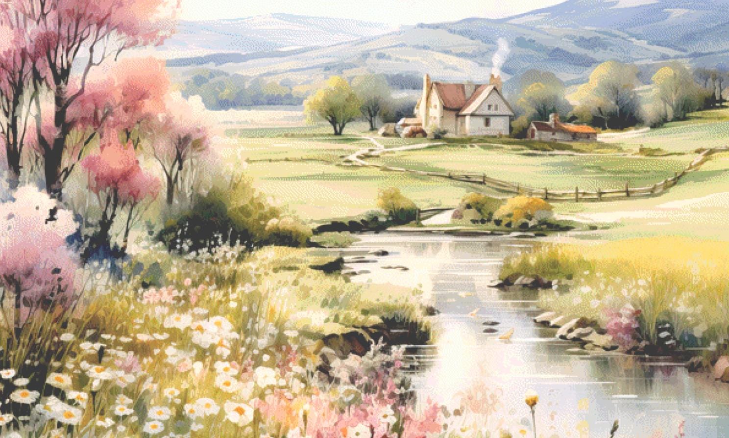 Blissful Solitude (Max Size/Color) counted cross stitch pattern by Liededrom