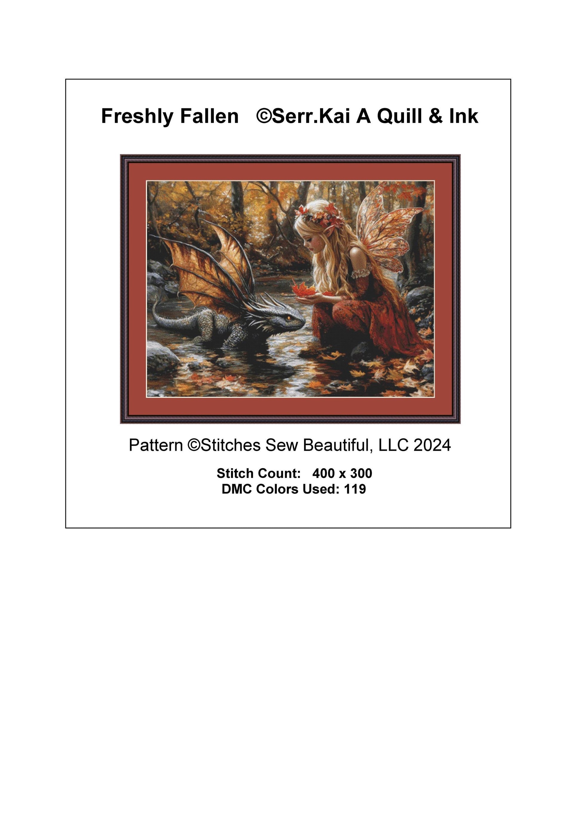 Freshly Fallen full coverage cross stitch pattern by Serr.Kai A Quill & Ink
