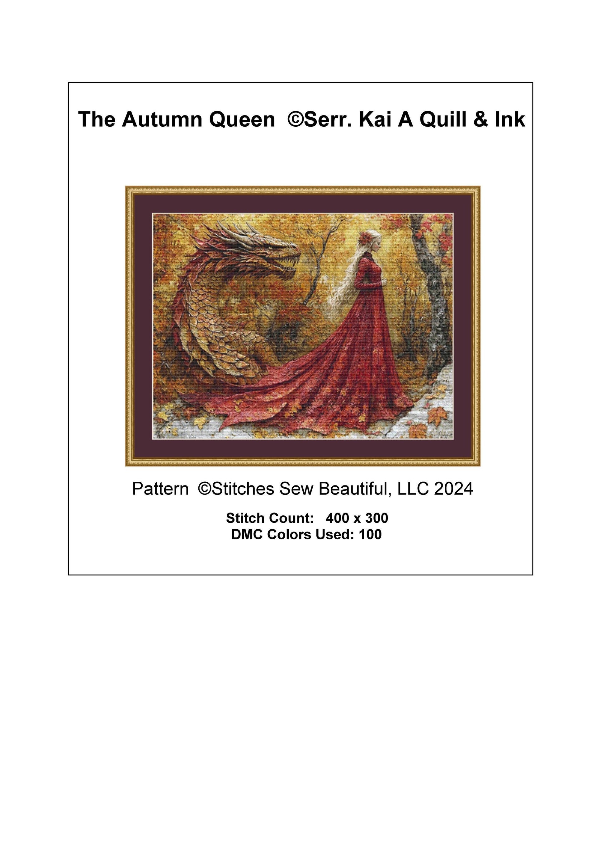 The Autumn Queen cross stitch pattern by Serr Kai A Quill & Ink