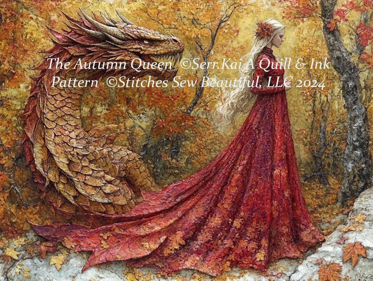 The Autumn Queen cross stitch pattern by Serr Kai A Quill & Ink