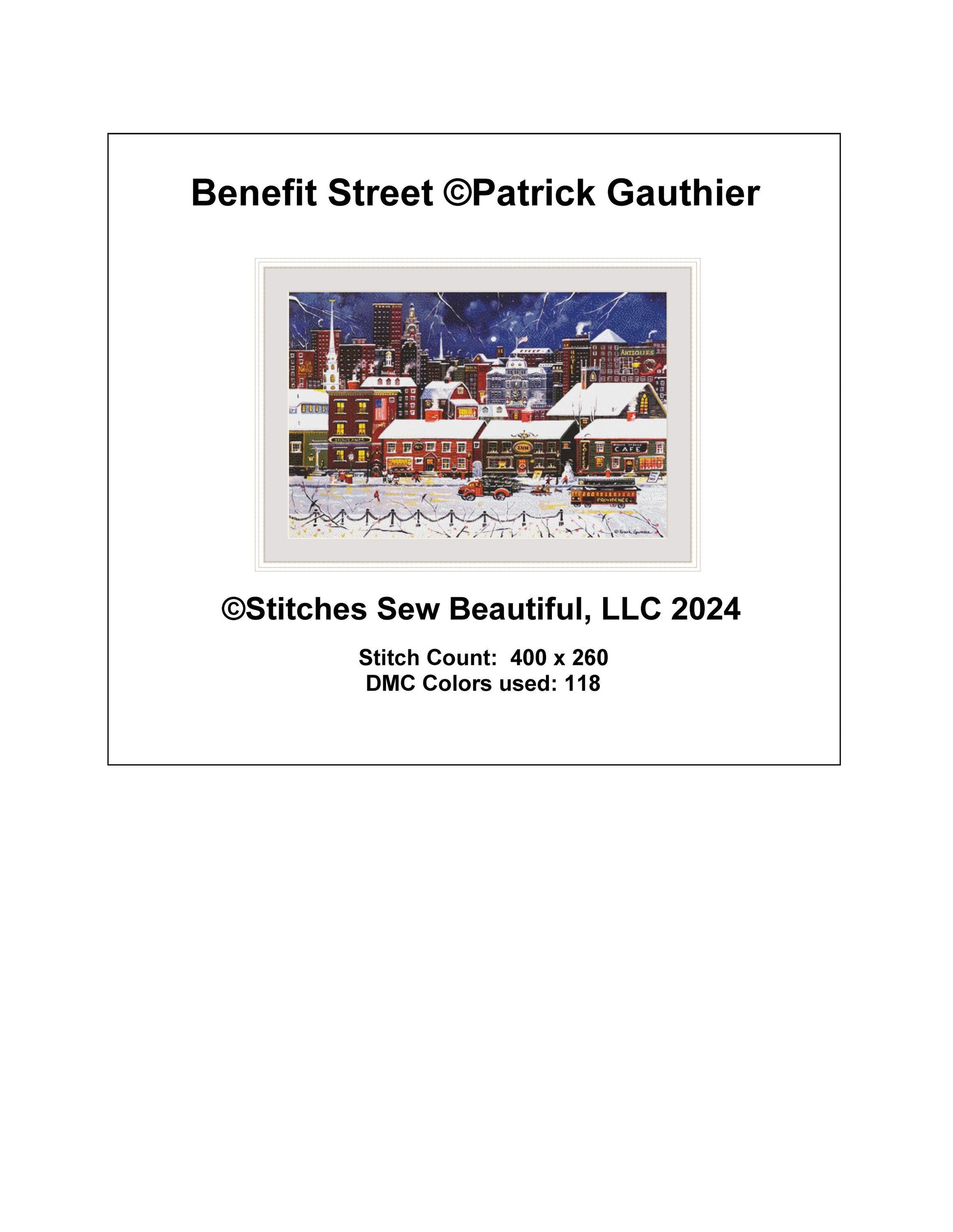 Benefit Street counted cross stitch pattern by Patrick Gauthier