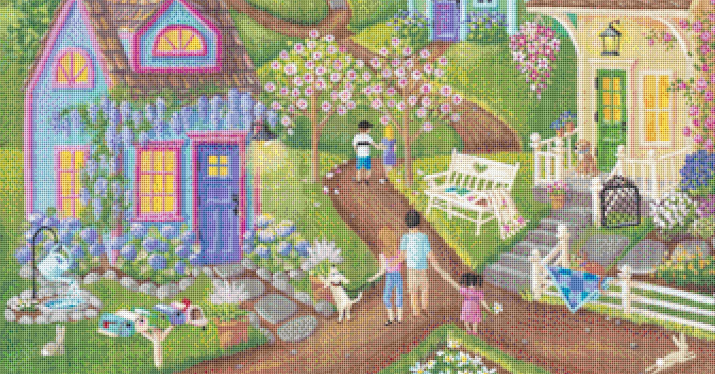 Twilight Stroll cross stitch pattern by Kim Leo licensed by JMS Art Licensing