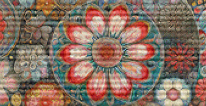 Rainbow & Starshine Over a Bohemian Floral Heart cross stitch pattern by World of Love Hearts