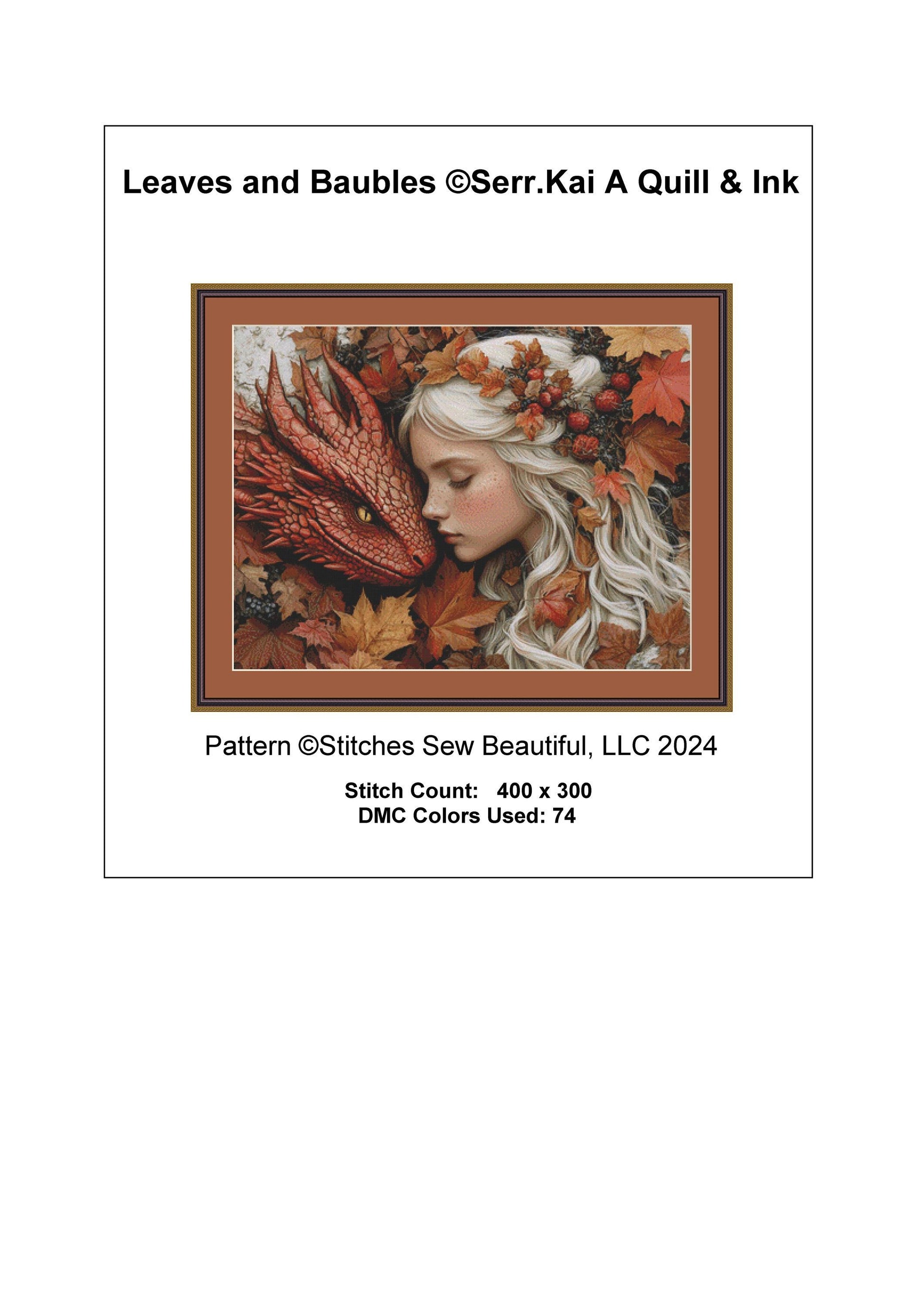 Leaves and Baubles cross stitch pattern by Serr.Kai A Quill & Ink
