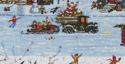 Santa Comes to Millberry Vermont counted cross stitch pattern by Patrick Gauthier