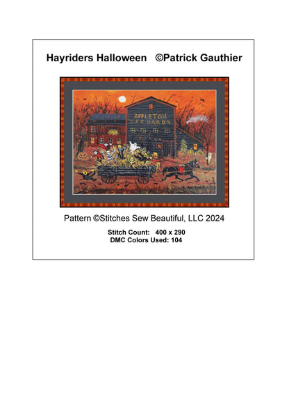 Hayriders Halloween counted cross stitch pattern by Patrick Gauthier