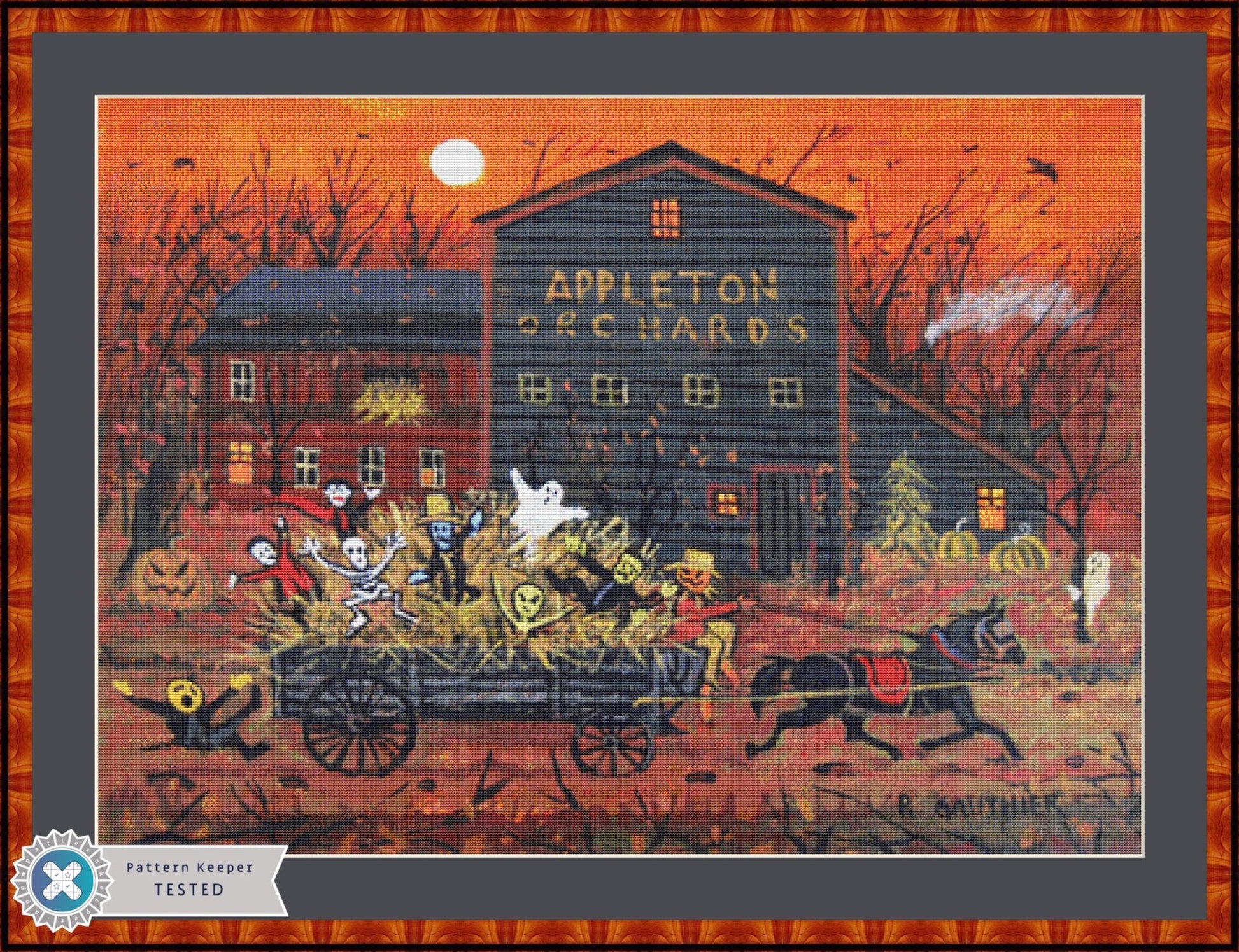 Hayriders Halloween counted cross stitch pattern by Patrick Gauthier