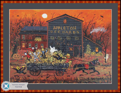 Hayriders Halloween counted cross stitch pattern by Patrick Gauthier