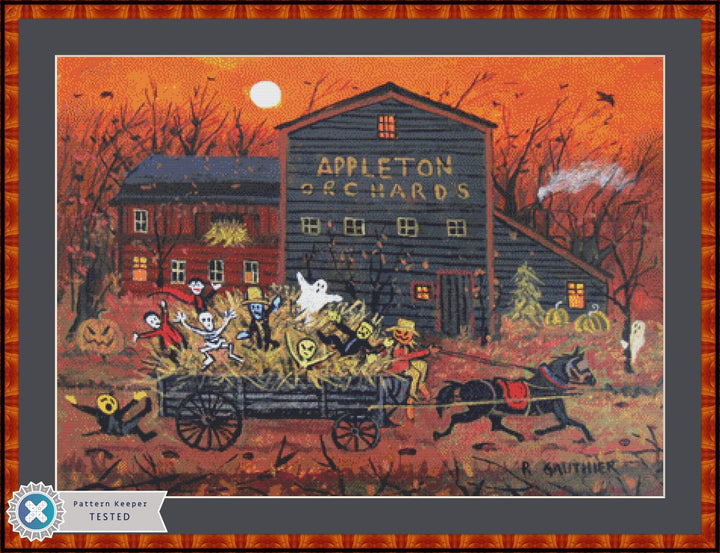 Hayriders Halloween counted cross stitch pattern by Patrick Gauthier