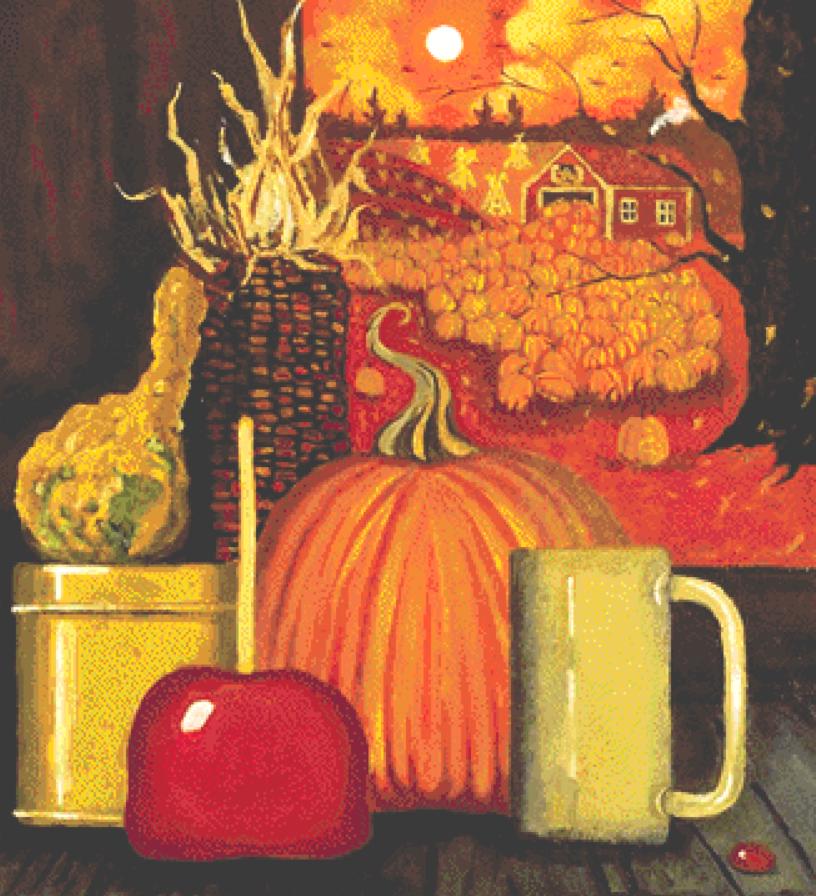 Pumpkin Barn counted cross stitch pattern by Patrick Gauthier