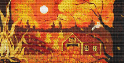 Pumpkin Barn counted cross stitch pattern by Patrick Gauthier