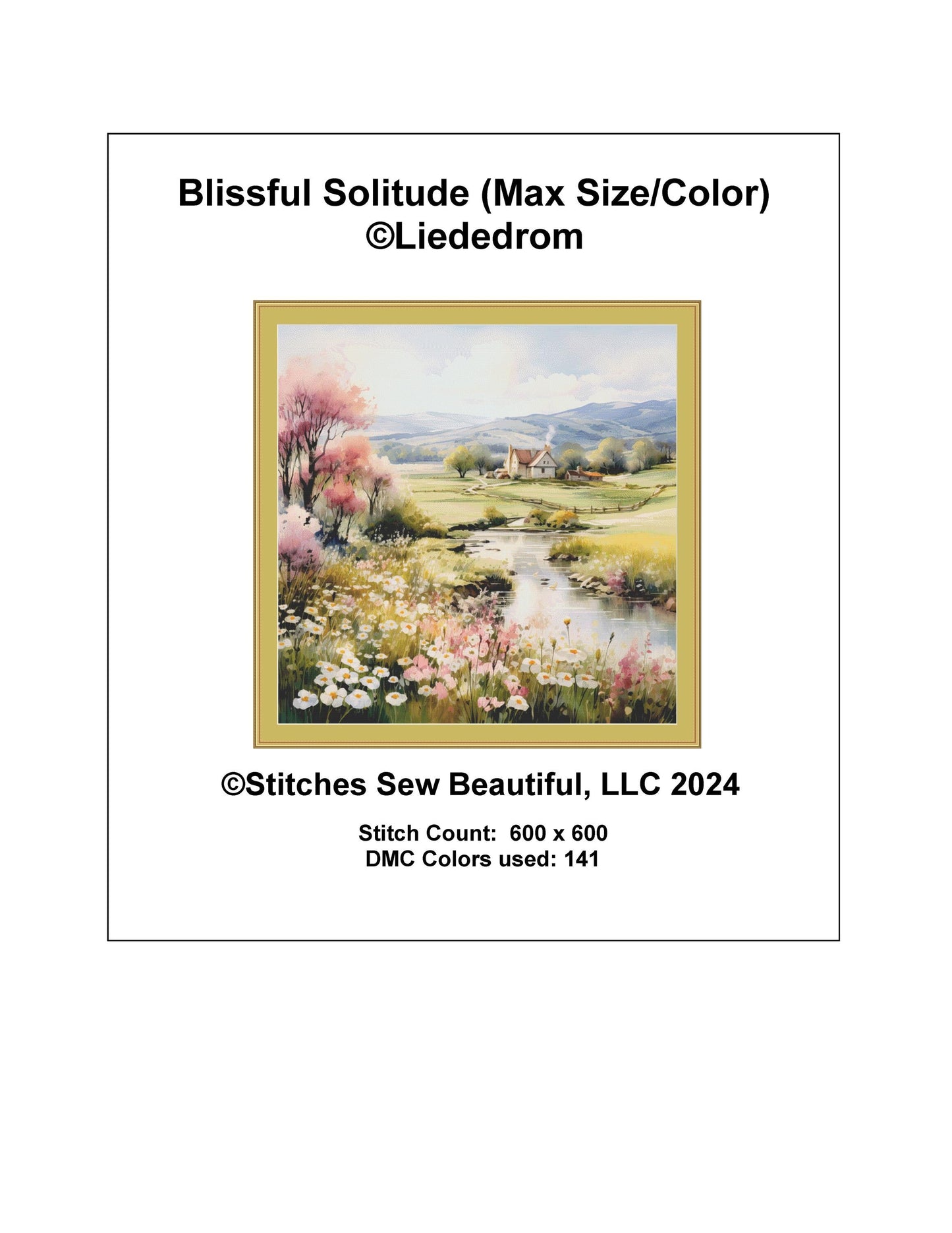 Blissful Solitude (Max Size/Color) counted cross stitch pattern by Liededrom