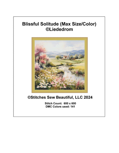Blissful Solitude (Max Size/Color) counted cross stitch pattern by Liededrom