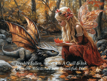 Freshly Fallen full coverage cross stitch pattern by Serr.Kai A Quill & Ink