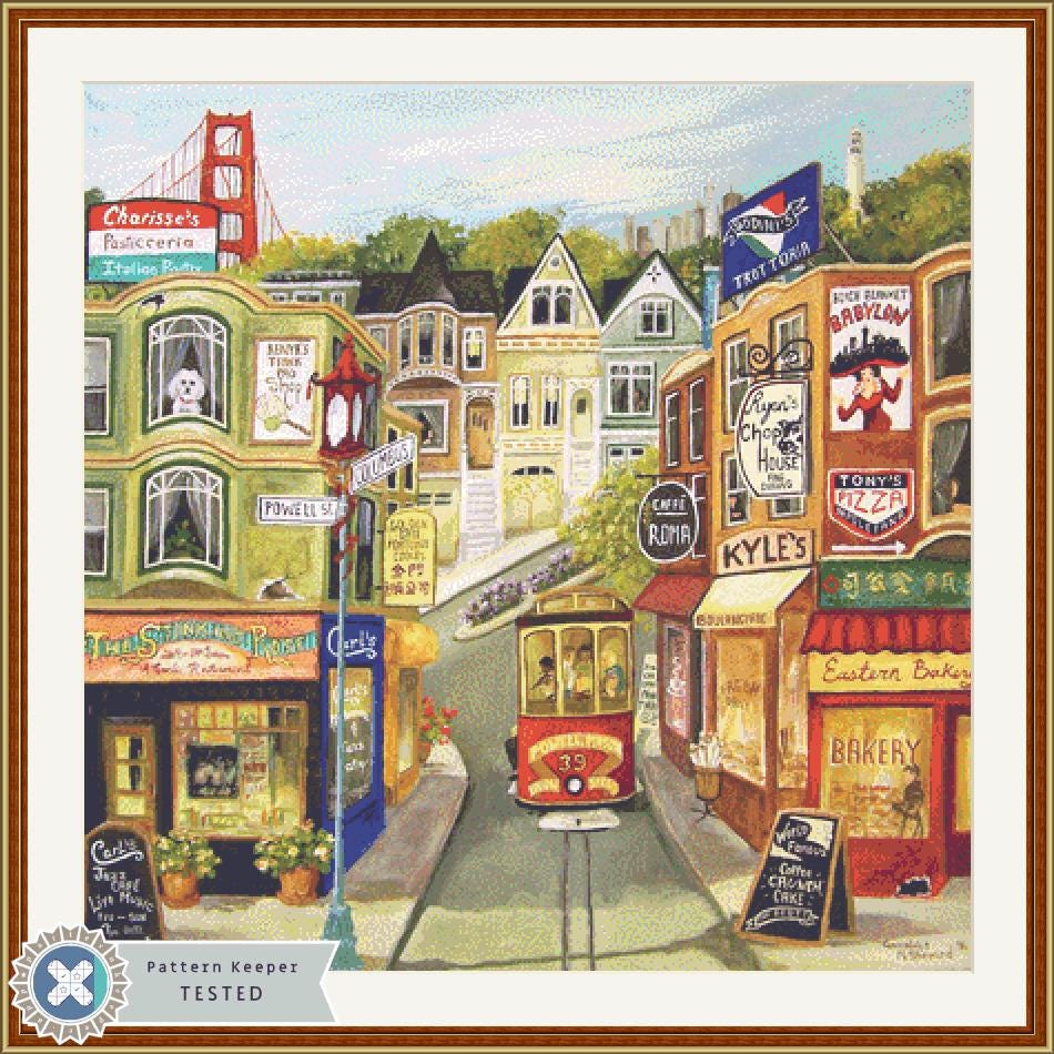 Powell Street counted cross stitch pattern by Gwendolyn McShepard/Ansada Art Licensing Group, LLC