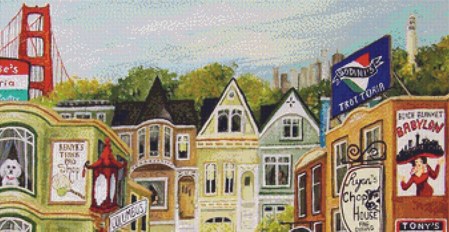 Powell Street counted cross stitch pattern by Gwendolyn McShepard/Ansada Art Licensing Group, LLC