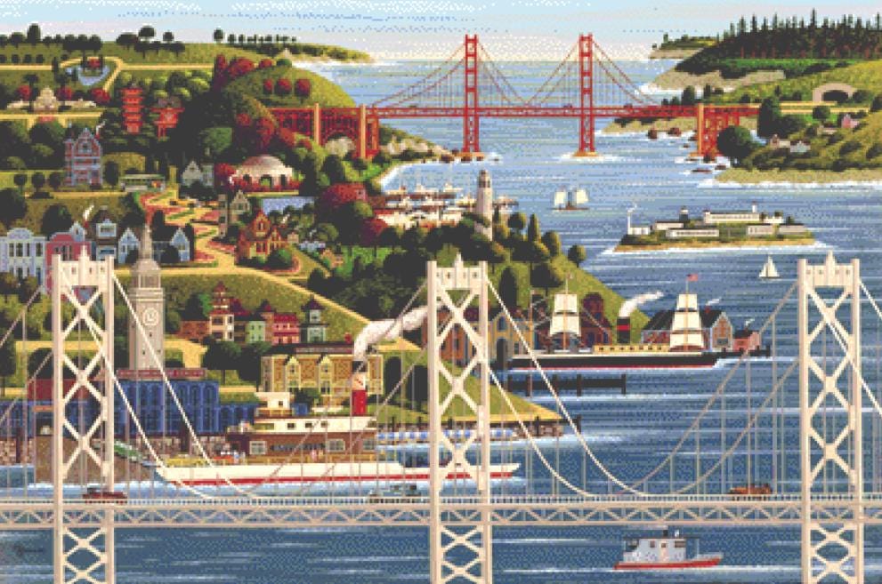 Bridges of San Francisco counted cross stitch pattern by Heronim/Ansada Art Licensing Group, LLC
