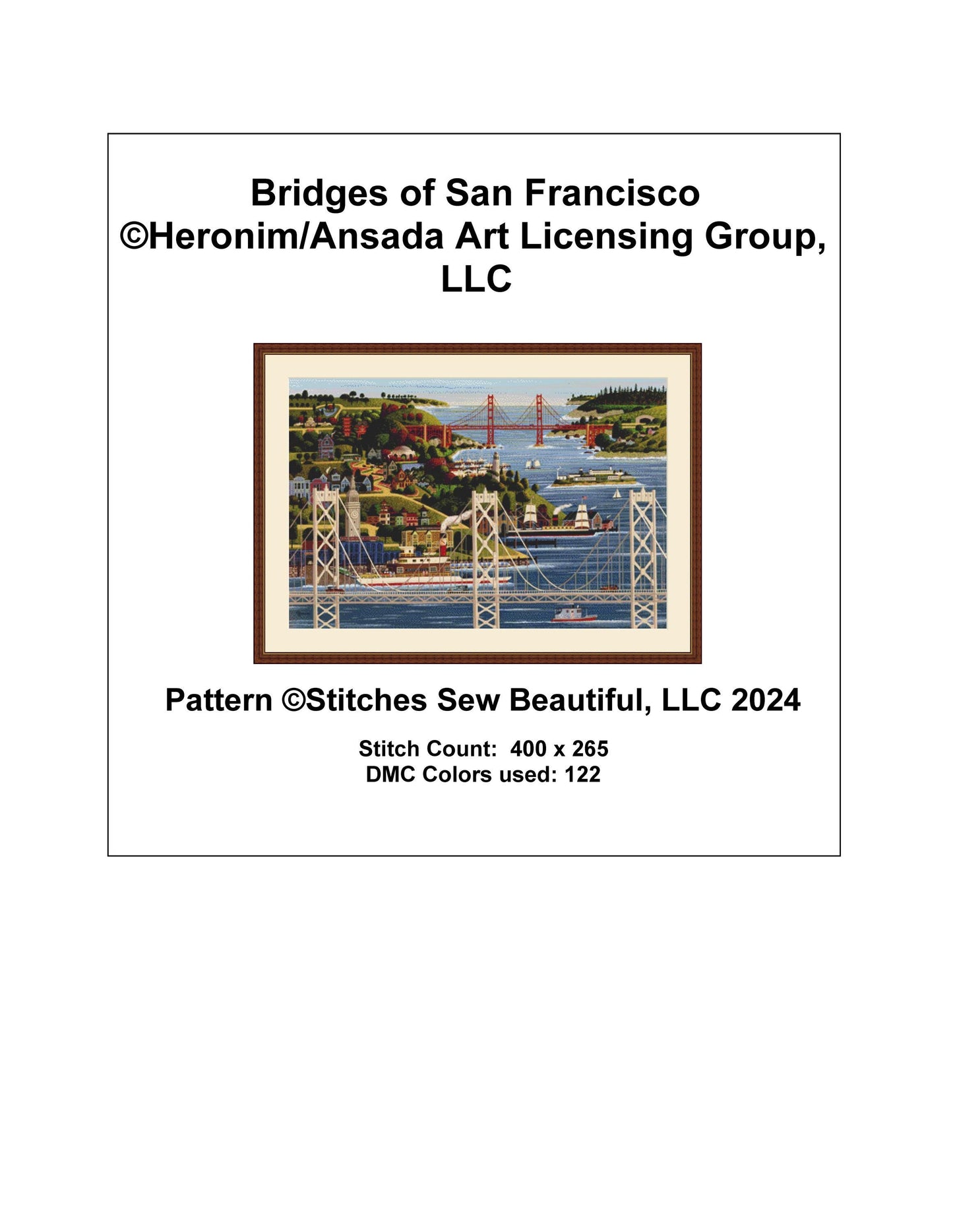 Bridges of San Francisco counted cross stitch pattern by Heronim/Ansada Art Licensing Group, LLC