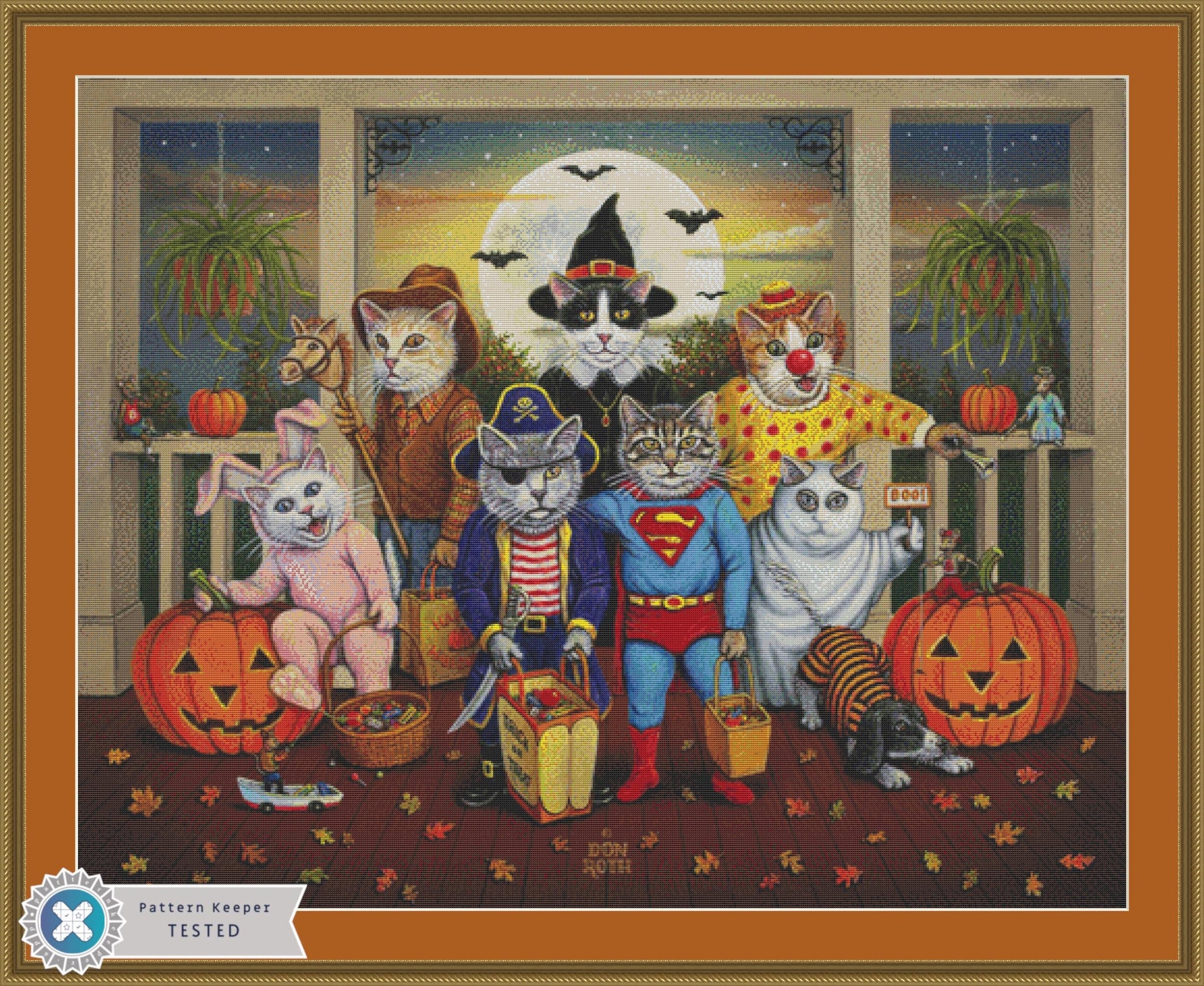 Kool-Kat Halloween counted cross stitch pattern by Don Roth/Ansada Art Licensing Group, LLC