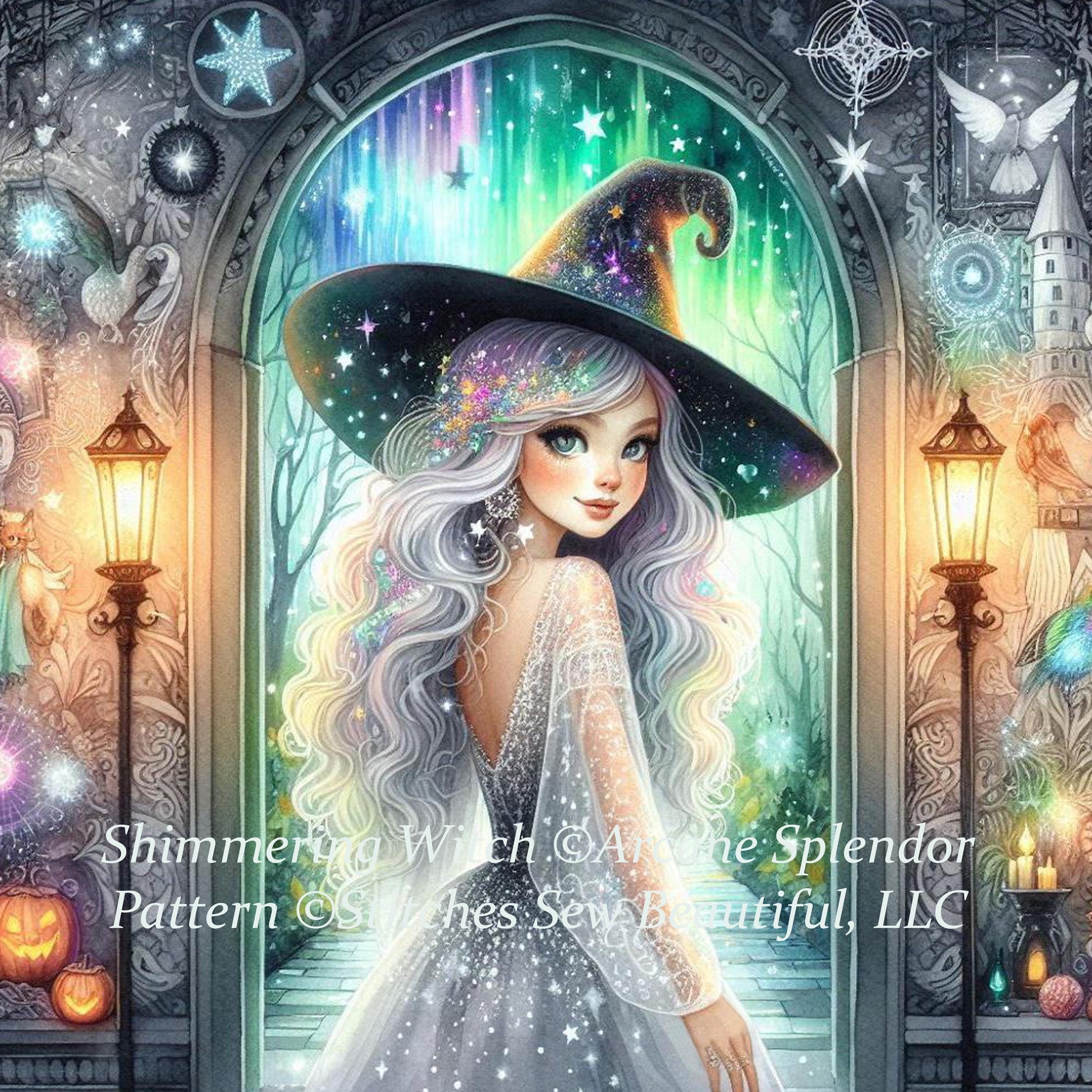 Shimmering Witch counted cross stitch pattern by Arcane Spendor