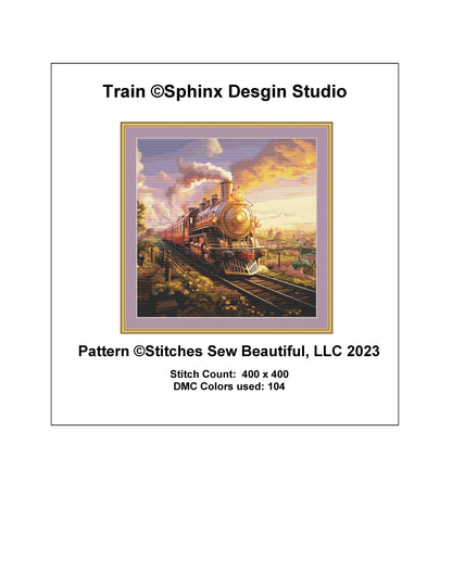 Train full coverage cross stitch pattern by SphinxDesignStudio