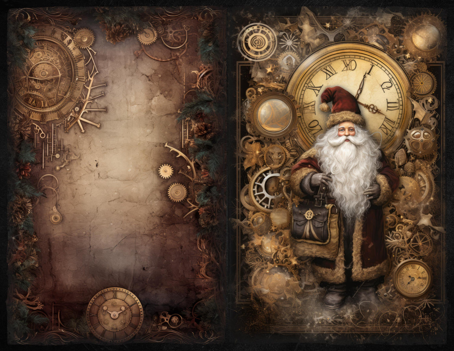 Steampunk Santa counted cross stitch pattern by AdneLStudio