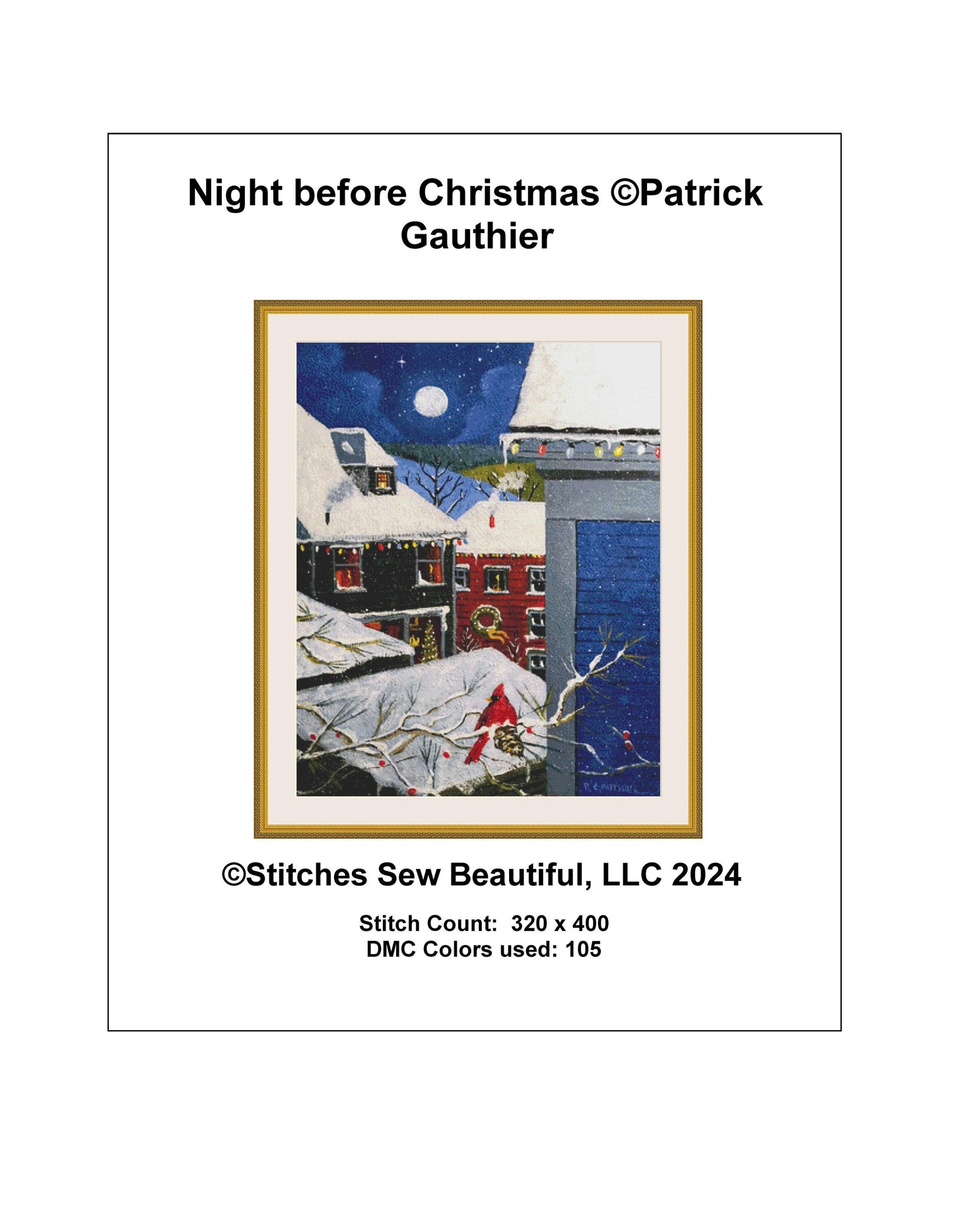 Night before Christmas counted cross stitch pattern by Patrick Gauthier