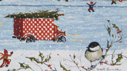 Santa Comes to Millberry Vermont counted cross stitch pattern by Patrick Gauthier