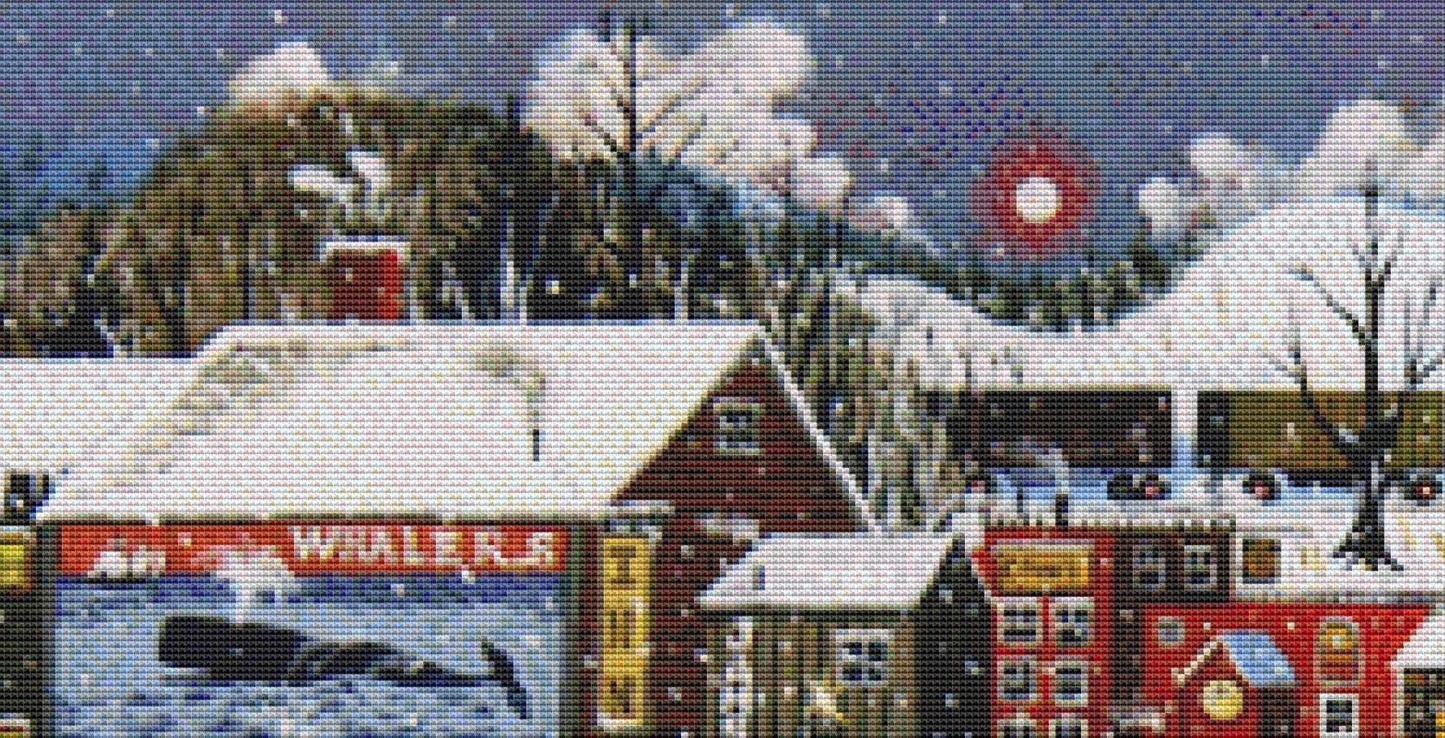 Santa Comes to Millberry Vermont counted cross stitch pattern by Patrick Gauthier
