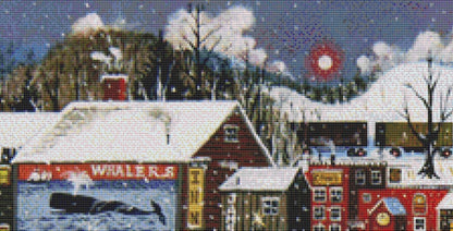 Santa Comes to Millberry Vermont counted cross stitch pattern by Patrick Gauthier