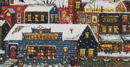 Santa Comes to Millberry Vermont counted cross stitch pattern by Patrick Gauthier