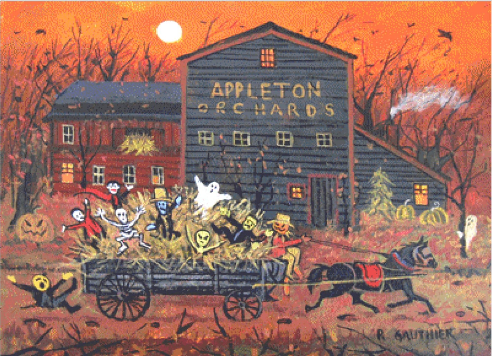 Hayriders Halloween counted cross stitch pattern by Patrick Gauthier