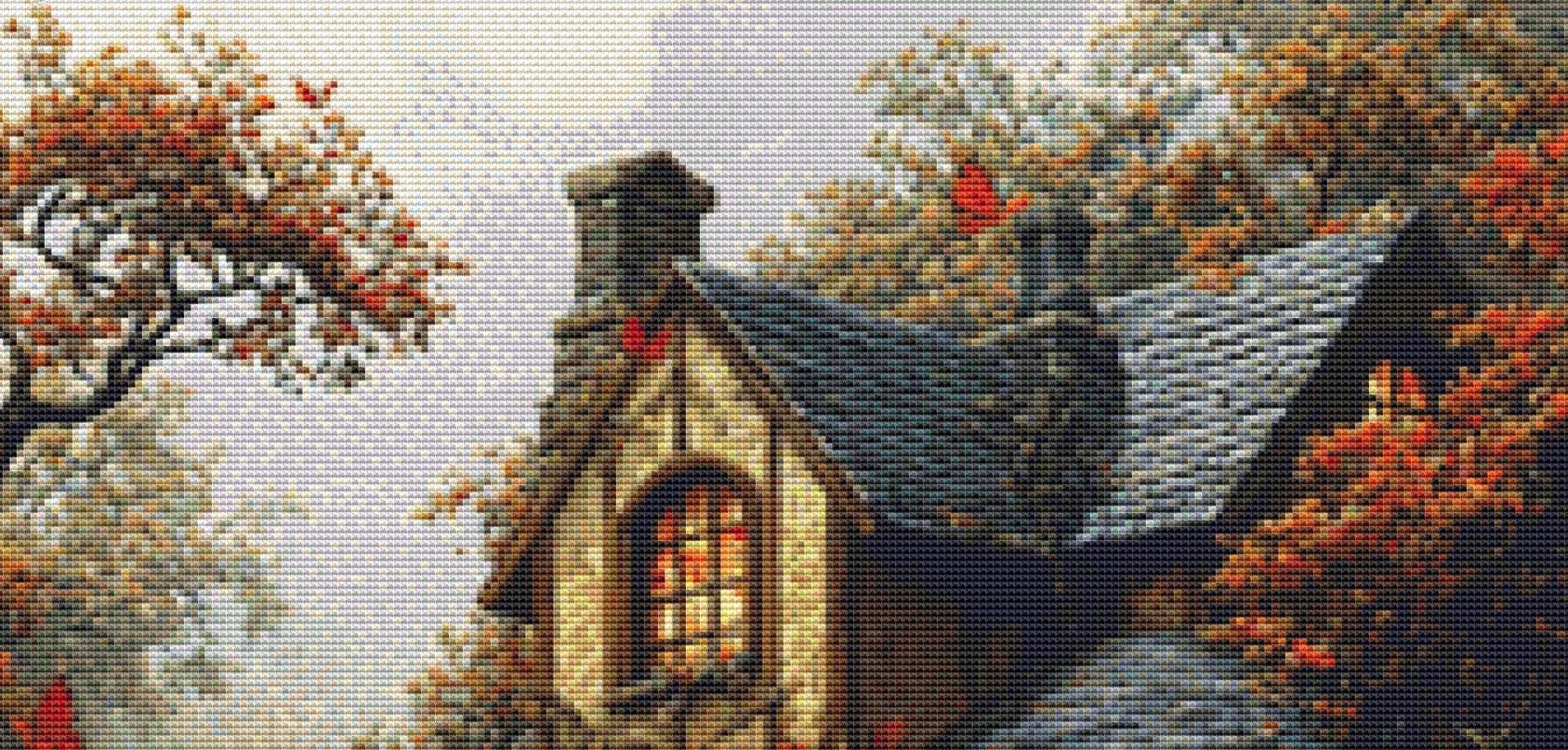 The Waterfall House counted cross stitch pattern by Eder Jose Rosa