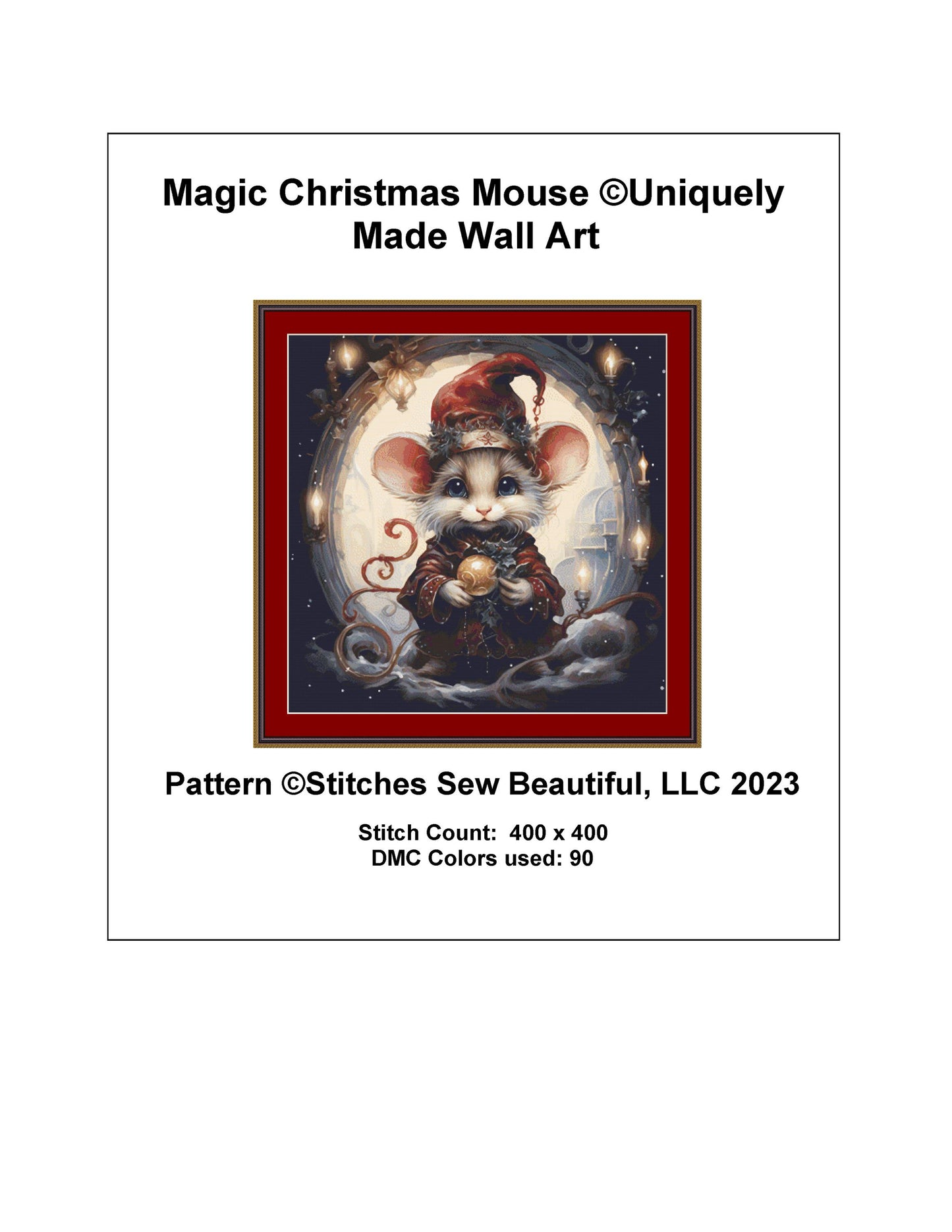 Magic Christmas Mouse cross stitch pattern by UniquelyMadeWallArt